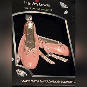 Harvey Lewis 3" Silver Plated Swarovski Element Ballet Slippers Ornament